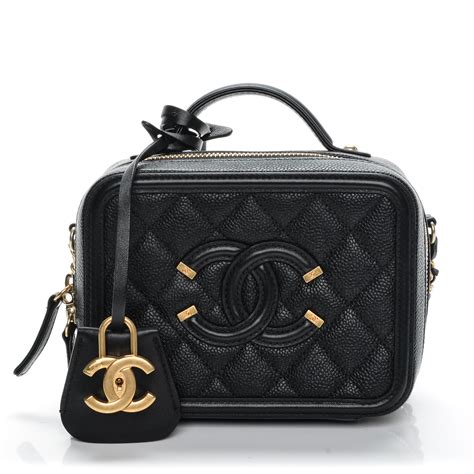 chanel cc filigree vanity case bag size|chanel vanity case bag small.